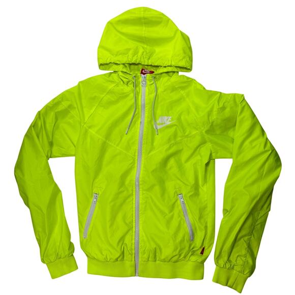 Nike Neon Green Full‑Zip Windbreaker Girl's XS Vintage Retro 90s Style - Picture 2 of 10